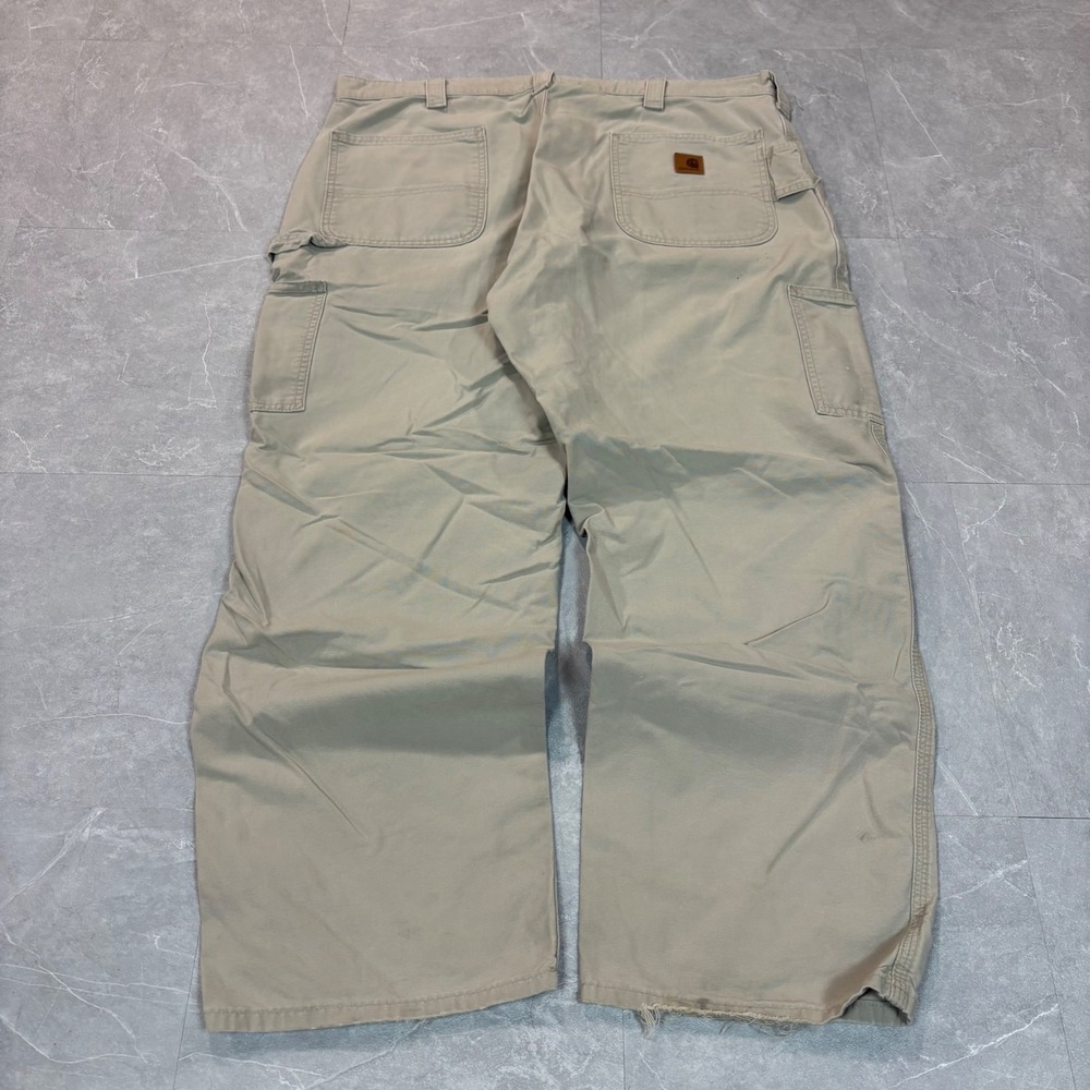 Carhartt Mens Tan Canvas Loose Fit Carpenter Work Pants Hammer Loop 39x32